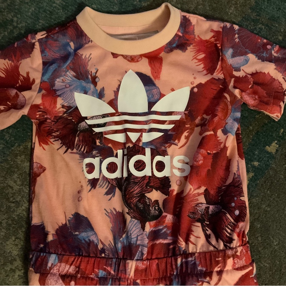 Adidas one piece floral outfit 12 to 16 month